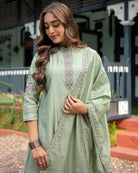 Pastel Green Muslin Silk Anarkali Suit Set - BONYHUBSALWAR KAMEEZ