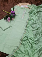 Pastel Green Muslin Silk Anarkali Suit Set - BONYHUBSALWAR KAMEEZ