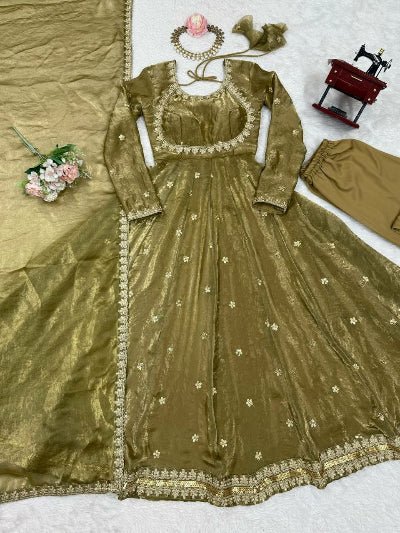 Pastel Orange Fendy Silk Embroidery Work Anarkali Suit - BONYHUBSALWAR KAMEEZ