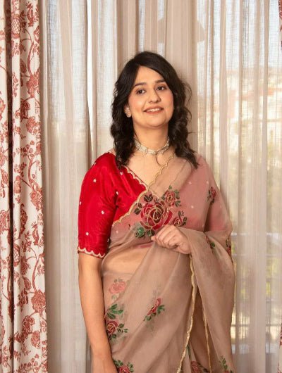 Pastel Organza Designer Saree With Ready Stitched Blouse - BONYHUBSAREE