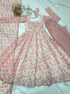 Pastel Pink Chiffon Floral Anarkali Suit Set - BONYHUBSALWAR KAMEEZ