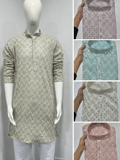 Pastel Wedding Ethnic Men Kurta Pyjama - BONYHUBMEN KURTA