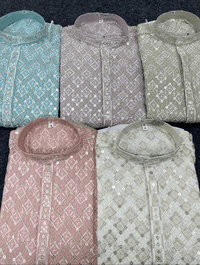 Pastel Wedding Ethnic Men Kurta Pyjama - BONYHUBMEN KURTA