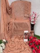 Peach Bridal Embroidery Georgette Salwar Suit UK Next Day - BONYHUBSALWAR KAMEEZ