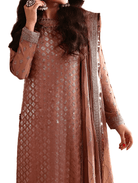 Peach Bridal Embroidery Georgette Salwar Suit UK Next Day - BONYHUBSALWAR KAMEEZ
