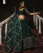 Peacock Green Dola Silk Embellished Gotta Patti Lehenga Choli Set - BONYHUBSALWAR KAMEEZ