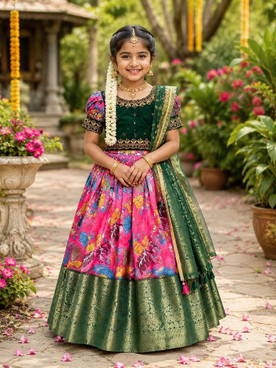 Girls Pattu Pavadai Lehenga Choli | Kids Indian Wear UK