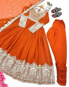 Orange Georgette Embroidery Sequence Work Anarkali Suit - BONYHUBSALWAR KAMEEZ