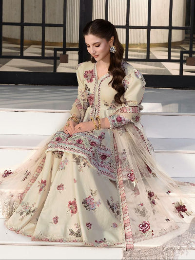Ivory Cream Designer Peplum Sharara Set