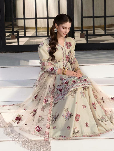 Ivory Cream Designer Peplum Sharara Set