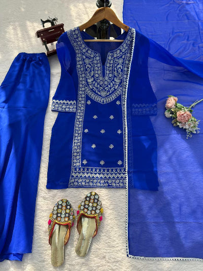 Electric Blue Georgette Sharara Suit
