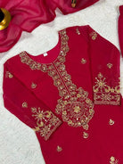 Magenta Pink Kids Georgette Salwar Suit Set - BONYHUBClothing