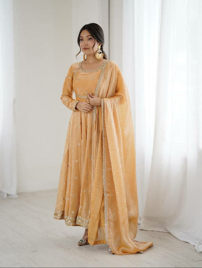 Lilac Fendy Silk Embroidery Work Anarkali Suit