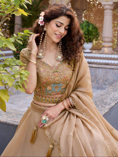 Gold Embroidery Lehenga Choli Set