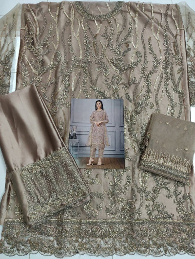 Bronze Gold Wedding Wear Straight Salwar Suit