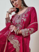 Magenta Pink Chinon Silk Embroidery & Sequin Work Sharara Palazzo Set - BONYHUBSALWAR KAMEEZ