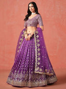 Purple Ombre Georgette Embroidery Lehenga Choli Set - BONYHUBSALWAR KAMEEZ