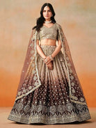 Gold Brown Ombre Georgette Embroidery Lehenga Choli Set - BONYHUBSALWAR KAMEEZ