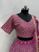 Royal Rani Pink Georgette Embroidery Lehenga Choli Set - BONYHUBSALWAR KAMEEZ