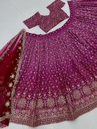 Royal Rani Pink Georgette Embroidery Lehenga Choli Set - BONYHUBSALWAR KAMEEZ