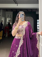 Purple Crush Silk Sequins Embroidery Work Lehenga Choli Set - BONYHUBSALWAR KAMEEZ