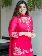 Hot Pink Chanderi Handwork Sharara Palazzo Suit Set - BONYHUBSALWAR KAMEEZ