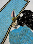 Blue & Black Velvet Embroidery Sequins Patiyala Suit - BONYHUBSALWAR KAMEEZ