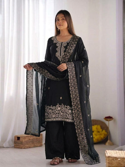 Festive Designer Embroidery Beads Work Sharara Palazzo Set- 5 Colours