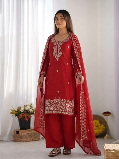 Festive Designer Embroidery Beads Work Sharara Palazzo Set- 5 Colours