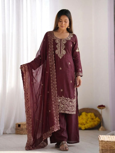 Festive Designer Embroidery Beads Work Sharara Palazzo Set- 5 Colours