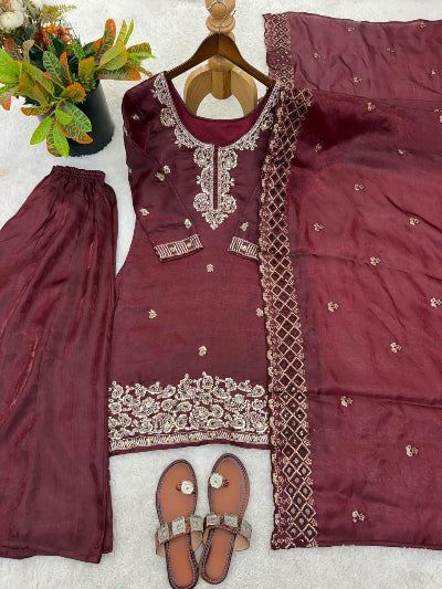 Festive Designer Embroidery Beads Work Sharara Palazzo Set- 5 Colours