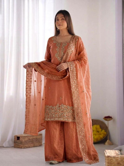 Festive Designer Embroidery Beads Work Sharara Palazzo Set- 5 Colours