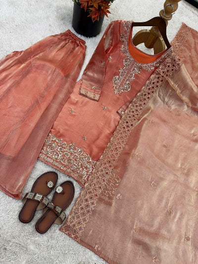 Festive Designer Embroidery Beads Work Sharara Palazzo Set- 5 Colours