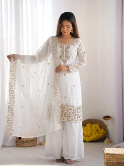 Festive Designer Embroidery Beads Work Sharara Palazzo Set- 5 Colours
