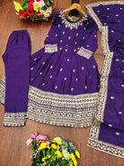Orchid Purple Chinon Silk Embroidery Work Anarkali Suit - BONYHUBSALWAR KAMEEZ