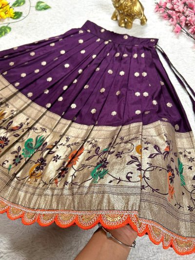 Kids Purple Dola Silk Embroidery Lehenga Blouse - BONYHUBLehangas