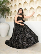 Black Georgette Sequins Embellished Lehenga Choli Set - BONYHUBSALWAR KAMEEZ