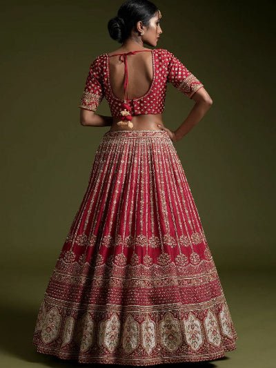 Rich Red Bridal Exquisite Sequins Work Lehenga Choli Set - BONYHUBSALWAR KAMEEZ