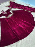 Burgandy Velvet Sequins Zari Work Lehenga Choli - BONYHUBSALWAR KAMEEZ