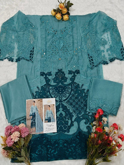 Maaria Chiffon Embroidered Straight Salwar Suit