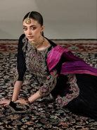 Black Velvet Embroidery Farshi Suit With Free Potli - BONYHUBSALWAR KAMEEZ