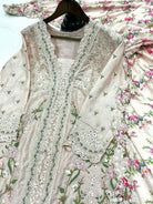 Aarna Beige Chinon Silk Embroidery Mirror Work Palazzo Suit Set - BONYHUBSALWAR KAMEEZ