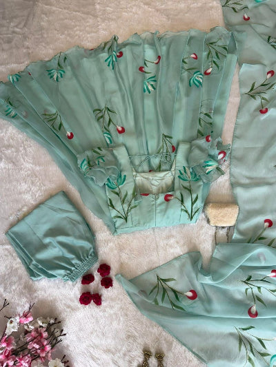 Ice Mint Green Georgette Anarkali Suit Set