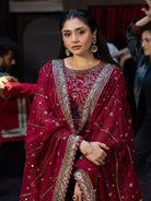 Red Georgette Partywear Embellished Anarkali Gown Suit - BONYHUBSALWAR KAMEEZ