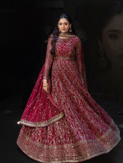 Red Georgette Partywear Embellished Anarkali Gown Suit - BONYHUBSALWAR KAMEEZ