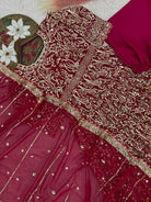 Red Georgette Partywear Embellished Anarkali Gown Suit - BONYHUBSALWAR KAMEEZ