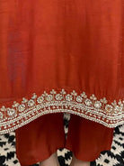 Rust Orange Chanderi Silk Embroidery Suit - BONYHUBSALWAR KAMEEZ
