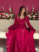 Magenta Pink Silk Sequin Detailing Anarkali Suit - BONYHUBSALWAR KAMEEZ