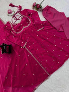 Magenta Pink Silk Sequin Detailing Anarkali Suit - BONYHUBSALWAR KAMEEZ