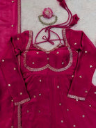 Magenta Pink Silk Sequin Detailing Anarkali Suit - BONYHUBSALWAR KAMEEZ